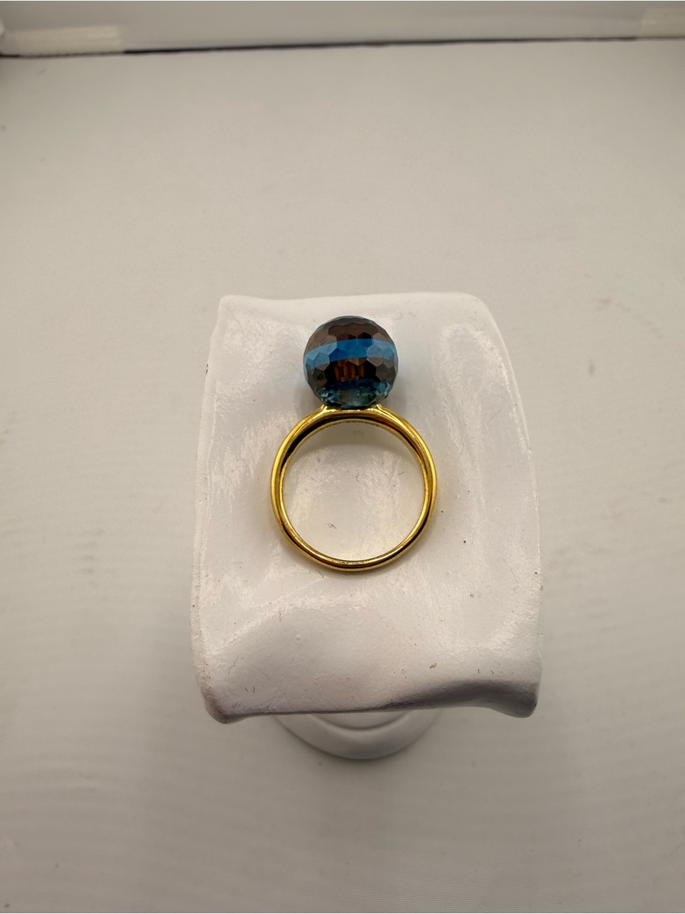 Henri Bendel Gold-Plated Ring with Faceted Blue-brown Glass Bead - Picture 1 of 6